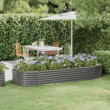 Garden Raised Bed Powder-coated Steel 249x100x36 cm - Grey