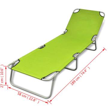 Folding Sun Lounger - Apple Green, Powder-coated Steel