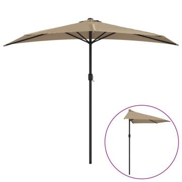 Balcony Parasol with Aluminium Pole - Taupe 270x144 cm Half