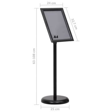 A4 Pedestal Poster Stand - Adjustable Black Aluminium Alloy