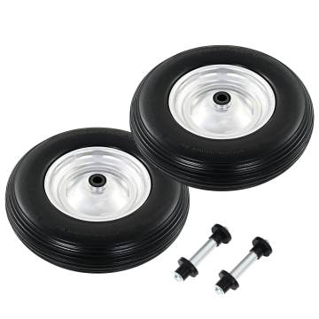 Puncture-Proof Wheelbarrow Wheels - 2 pcs with Axles - 390 mm