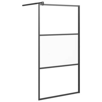 Walk-in Shower Wall 100x195 cm | Half Frosted ESG Glass Black