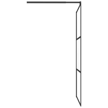 Walk-in Shower Wall 100x195 cm | Half Frosted ESG Glass Black