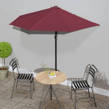 Balcony Parasol with Aluminium Pole - Bordeaux Red, 270 cm