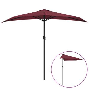 Balcony Parasol with Aluminium Pole - Bordeaux Red, 270 cm