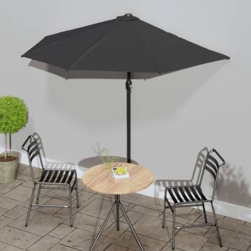 Black Balcony Parasol with Aluminium Pole - 270x144 cm