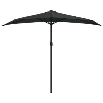 Black Balcony Parasol with Aluminium Pole - 270x144 cm