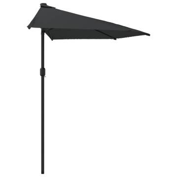 Black Balcony Parasol with Aluminium Pole - 270x144 cm