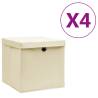 Storage Boxes with Covers 4 pcs 28x28x28 cm Cream Colour cream with lids Quantity in Package 4 Number of 1 