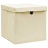 Storage Boxes with Covers - 4 Pcs Cream | HipoMarket