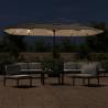 Double-Head Parasol with LEDs - Taupe 449x245 cm | Hipo Market