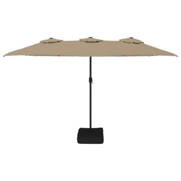 Double-Head Parasol with LEDs - Taupe 449x245 cm | Hipo Market