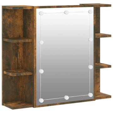 Mirror Cabinet with LED - Smoked Oak 70x16.5x60 cm | HipoMarket