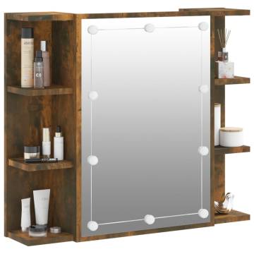 Mirror Cabinet with LED - Smoked Oak 70x16.5x60 cm | HipoMarket