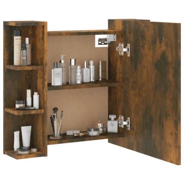 Mirror Cabinet with LED - Smoked Oak 70x16.5x60 cm | HipoMarket