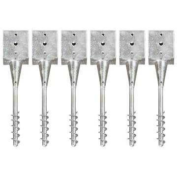 Ground Spikes 6 pcs - Durable Galvanised Steel, Silver