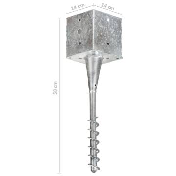 Ground Spikes Set - 6 Pcs Silver Galvanised Steel 14x14x58 cm