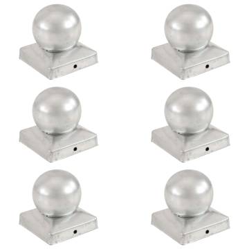 Post Caps 6 pcs Globe Final Galvanised Metal 91x91 mm