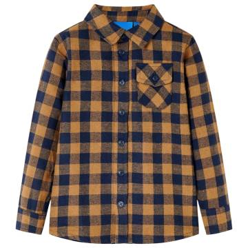 Kids' Plaid Shirt Cognac and Blue - Size 104 | Hipo Market