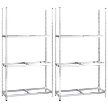 3-Layer Tire Racks - 2 Pcs Silver | Sturdy Steel Storage