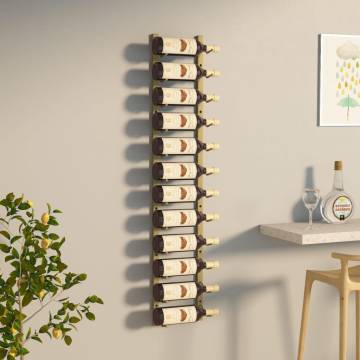 Wall Mounted Wine Rack for 12 Bottles - Gold Iron