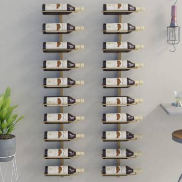 Wall-mounted Wine Rack for 10 Bottles - Gold Metal Set