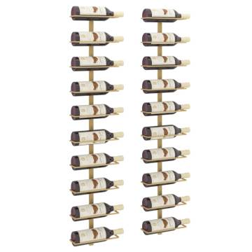 Wall-mounted Wine Rack for 10 Bottles - Gold Metal Set