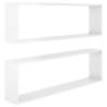 Stylish High Gloss White Wall Cube Shelf - 2 pcs Set