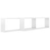 Stylish High Gloss White Wall Cube Shelf - 2 pcs Set