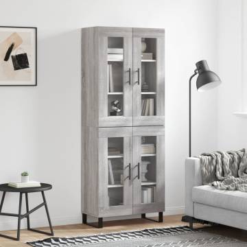 Stylish Grey Sonoma Highboard | Durable Engineered Wood