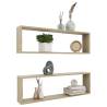 Elegant Wall Cube Shelf Set - Sonoma Oak | 2 pcs 100x15x30 cm