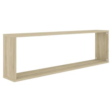 Elegant Wall Cube Shelf Set - Sonoma Oak | 2 pcs 100x15x30 cm