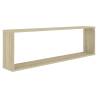 Elegant Wall Cube Shelf Set - Sonoma Oak | 2 pcs 100x15x30 cm