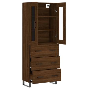 Stylish Highboard Brown Oak | 69.5x34x180 cm Engineered Wood