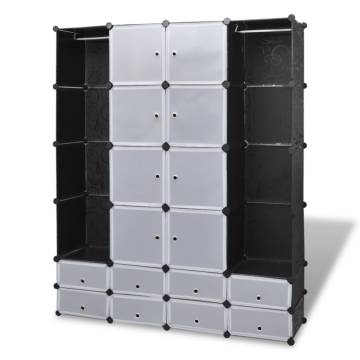 Modular Cabinet 18 Compartments - Stylish Black & White Storage