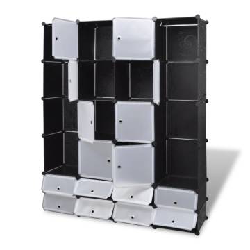 Modular Cabinet 18 Compartments - Stylish Black & White Storage