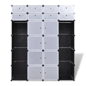 Modular Cabinet 18 Compartments - Stylish Black & White Storage