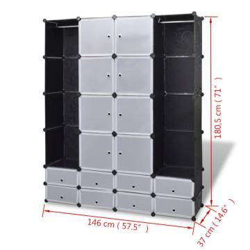 Modular Cabinet 18 Compartments - Stylish Black & White Storage