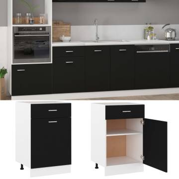 Drawer Bottom Cabinet Black 50x46x81.5 cm - Optimal Kitchen Storage