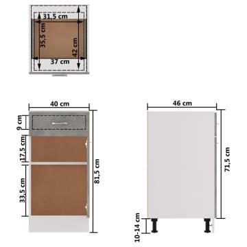 Concrete Grey Drawer Bottom Cabinet - 40x46x81.5 cm