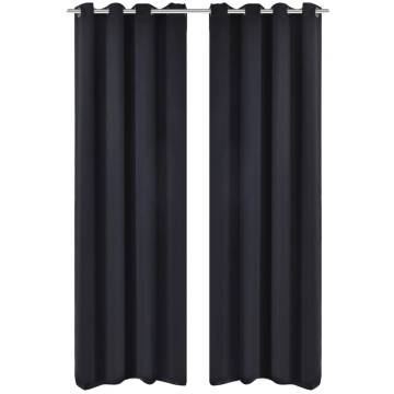 Blackout Curtain with Metal Eyelets 270x245 cm - Elegant Black