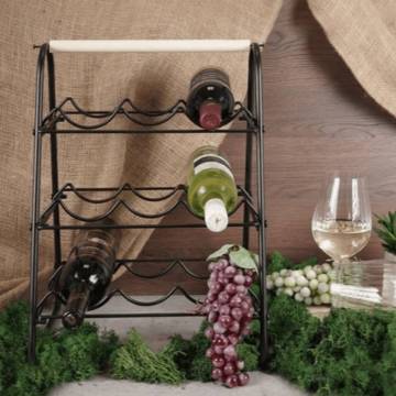 Stylish Home&Styling Wine Rack for 9 Bottles - Black & Natural