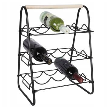 Stylish Home&Styling Wine Rack for 9 Bottles - Black & Natural