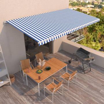 Buy Manual Retractable Awning 600x350 cm Blue and White