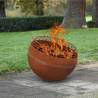 Esschert Design Fire Pit Ball Stripes Rust - Modern Garden Warmth