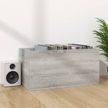 Vinyl Storage Box Grey Sonoma - Durable LP Organizer 71x34 cm