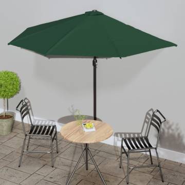 Green Balcony Parasol with Aluminium Pole | 300x155 cm Half