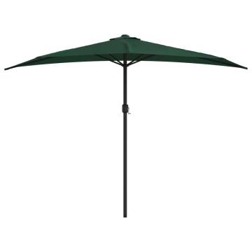 Green Balcony Parasol with Aluminium Pole | 300x155 cm Half