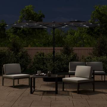 Double-Head Parasol with LEDs - Black 316x240 cm | Hipomarket