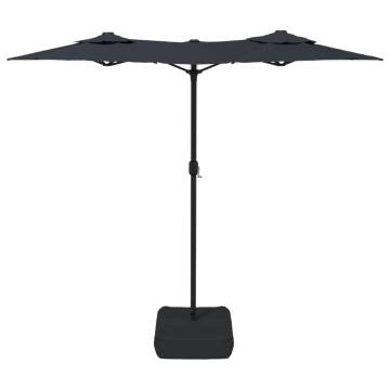 Double-Head Parasol with LEDs - Black 316x240 cm | Hipomarket